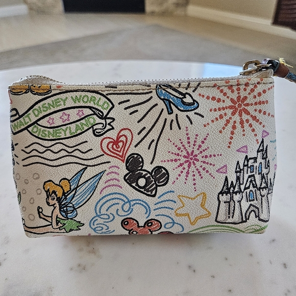 Dooney & Bourke Cream Disney Sketch Zip Pouch with Multicolor Accents - Picture 2 of 11